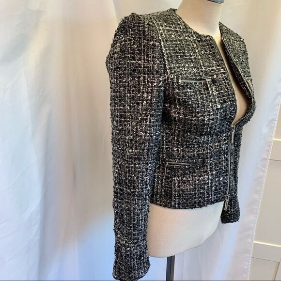 Michael Michael Kors black gray tweed Sartorial jacket size 2 - Picture 2 of 12